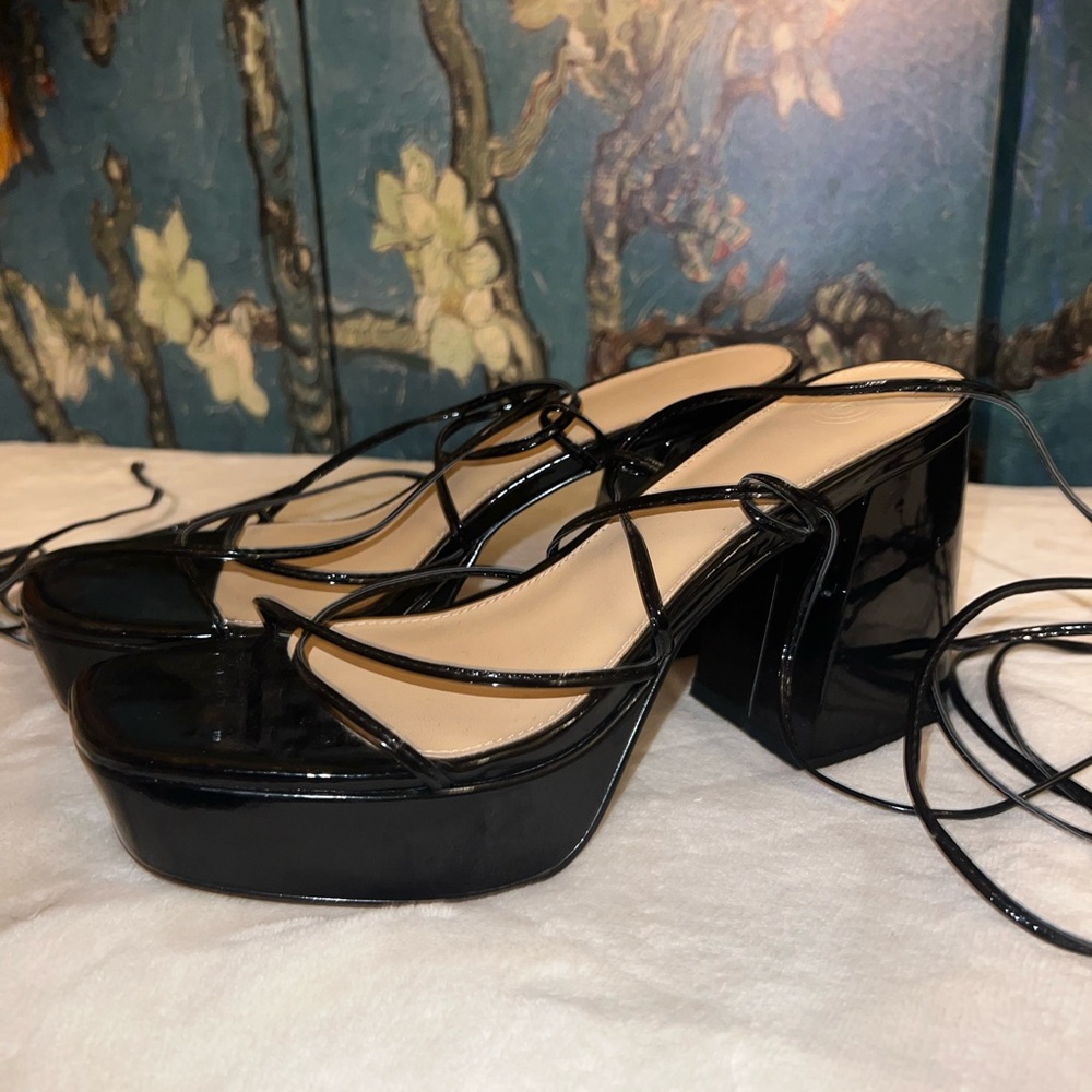 Black wrap up heels